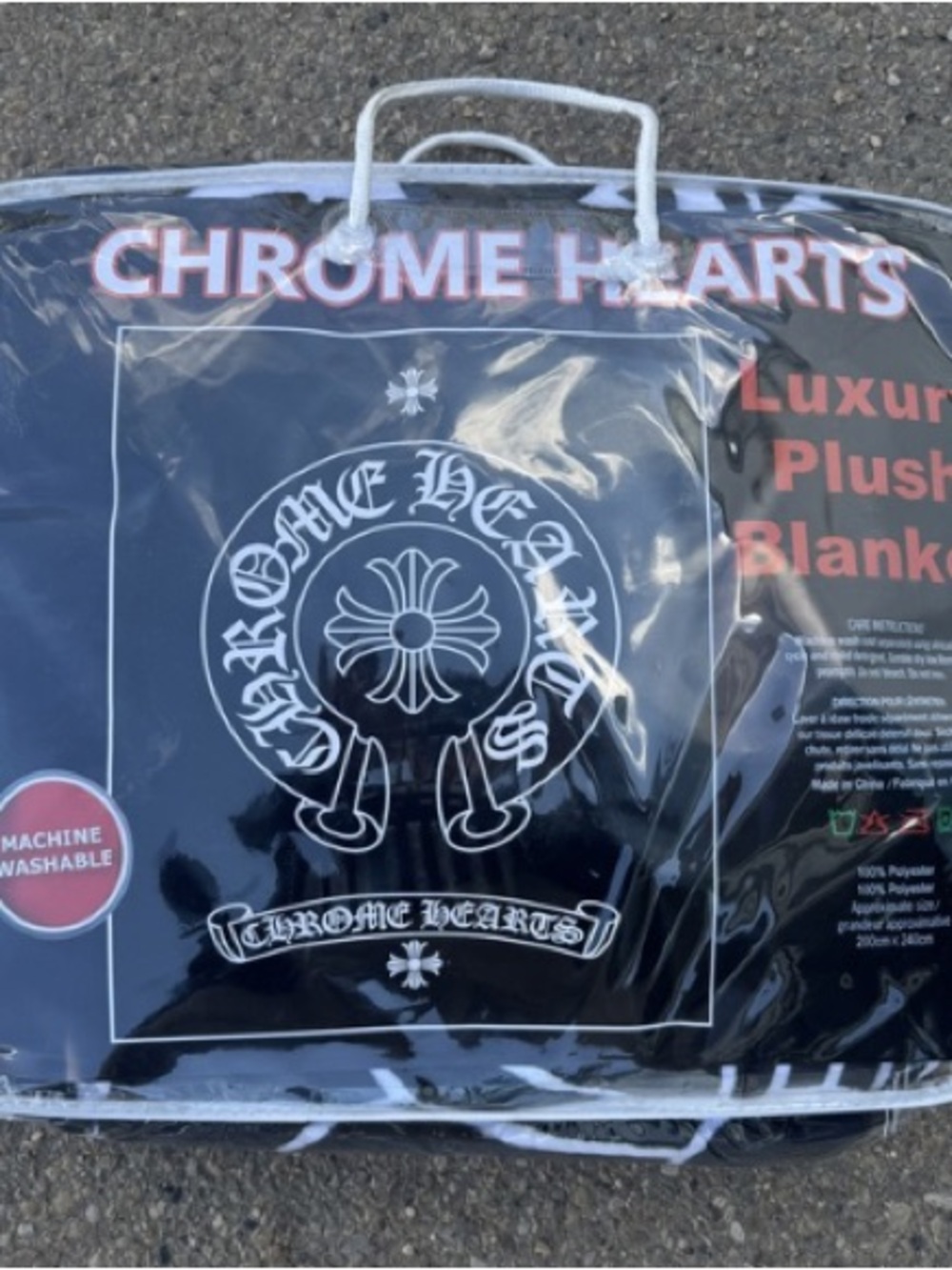 Chrome Hearts Black Blanket with White Logo